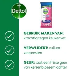 Dettol - Schoonmaakdoekjes - Power & Fresh - Kersenbloesem - 4 X 80 Stuks - Voordeelverpakking -Winkel Voor Dagelijkse Benodigdheden 1200x1200 3836