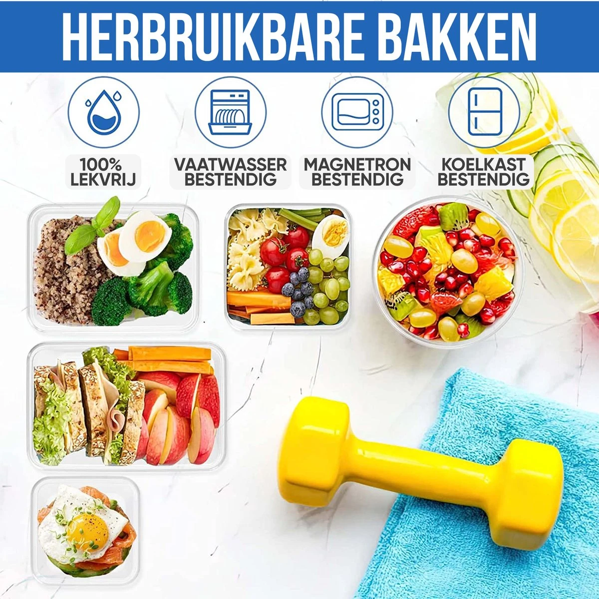 Strex Vershoudbakjes - Meal Prep Bakjes - Plastic Diepvries Bakjes - Met Deksel - 18 Delige Set - BPA Vrije Magnetronbakjes 5 Strex Vershoudbakjes - Meal Prep Bakjes - Plastic Diepvries Bakjes - Met Deksel - 18 Delige Set - BPA Vrije Magnetronbakjes - Afbeelding 3