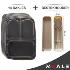 MEALE® - Meal Prep Bakjes 14 Stuks + Bestekhouder - 3 Vakken - BPA Vrij - Vershoud Lunchbox - Food Prep Containers - Maaltijdbakjes 12 MEALE® - Meal Prep Bakjes 14 Stuks + Bestekhouder - 3 Vakken - BPA Vrij - Vershoud Lunchbox - Food Prep Containers - Maaltijdbakjes -Winkel Voor Dagelijkse Benodigdheden 1200x1200 4250