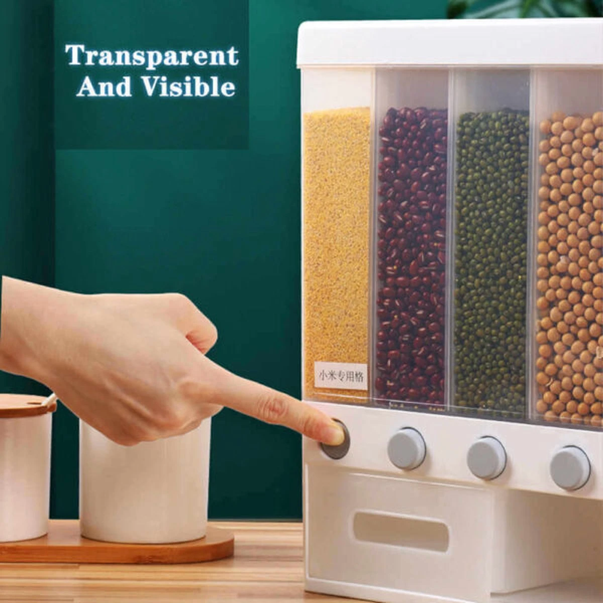 Food Dispensers - Cereal & Noten Dispensers - Rijst Dispensers - 6 Containers - Wit - 3 Food Dispensers - Cereal & Noten Dispensers - Rijst Dispensers - 6 Containers - Wit -