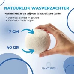 ANATURES Wollen XL Drogerballen 6 Stuks In Opbergmand – Herbruikbare Droogballen Wasdroger – Nieuw Zeelands RWS Schaapswol - Wasdrogerballen Duurzaam – Natuurlijke Wasverzachter -Winkel Voor Dagelijkse Benodigdheden 1200x1200 840