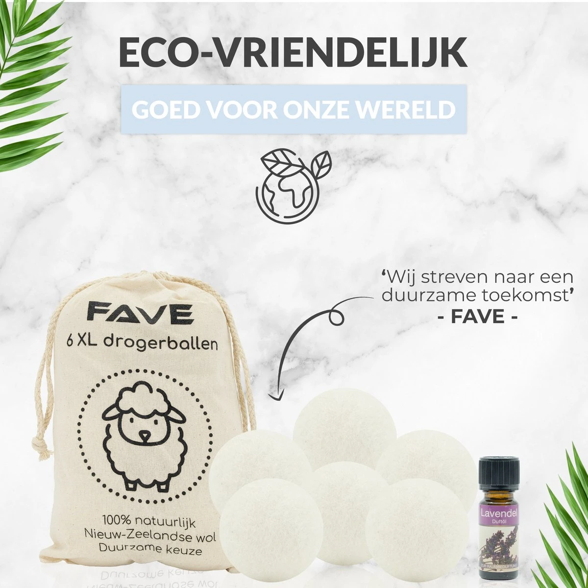 FAVE Drogerballen XL - 6 Stuks - Inclusief 2x Lavendelolie & Opbergzakje - Wasbol - Wasballen - Doseerbol - Droogballen - Duurzaam 10 FAVE Drogerballen XL - 6 Stuks - Inclusief 2x Lavendelolie & Opbergzakje - Wasbol - Wasballen - Doseerbol - Droogballen - Duurzaam - Afbeelding 8