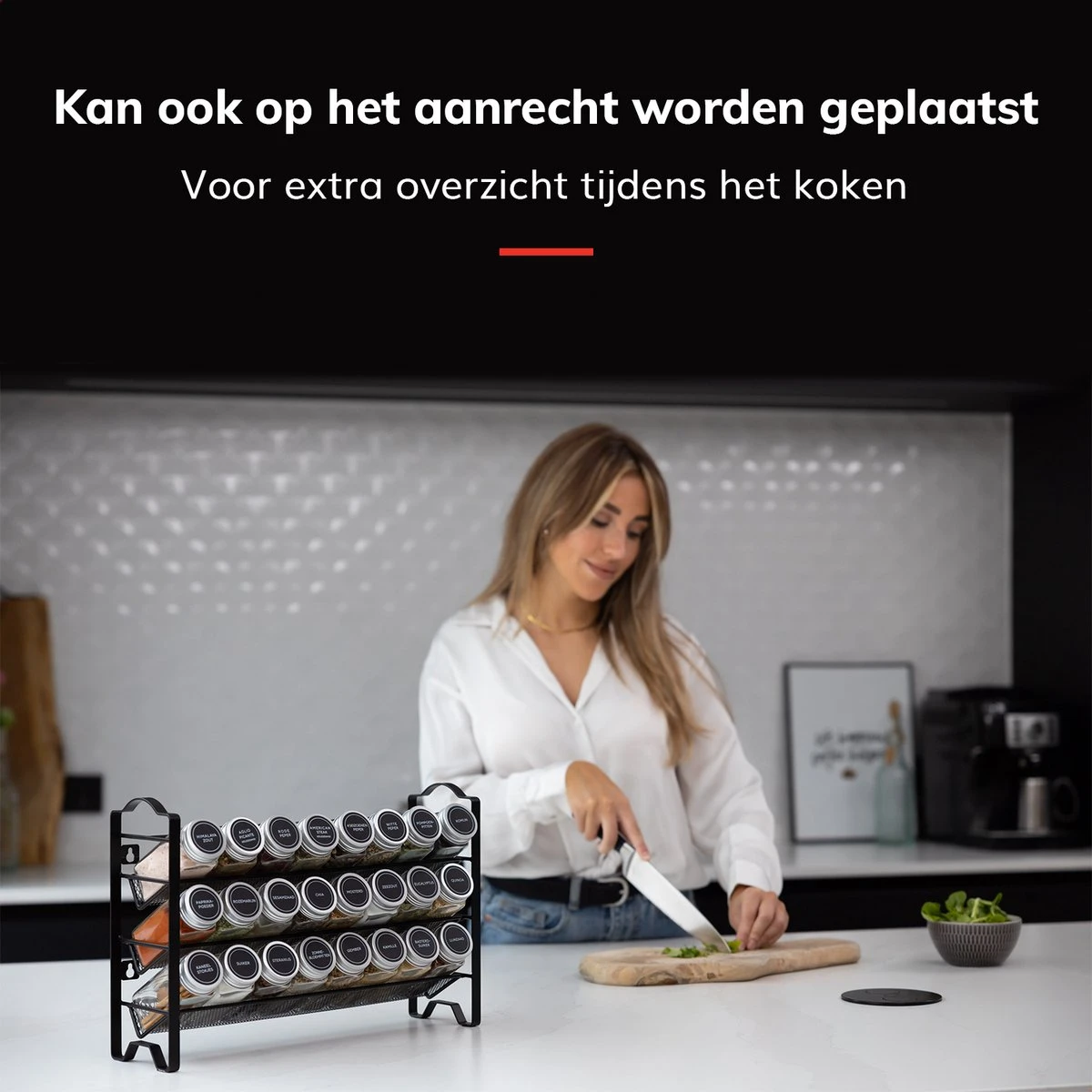 Deleca Kruidenrek Organizer Met 24 Kruidenpotjes - Vierkant - Strooideksel & Labels - Ophangbaar Of Staand - Industrieel / Zwart 10 Deleca Kruidenrek Organizer Met 24 Kruidenpotjes - Vierkant - Strooideksel & Labels - Ophangbaar Of Staand - Industrieel / Zwart - Afbeelding 8