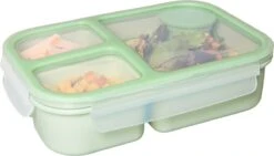 Lock&Lock Lunchbox - Bento Box - Salade Lunchbox - Met 3 Compartimenten - Met Dressing/Saus Bakje - Volwassenen En Kinderen - To Go - Lekvrij - BPA Vrij - 980 Ml - Groen -Winkel Voor Dagelijkse Benodigdheden 1200x685