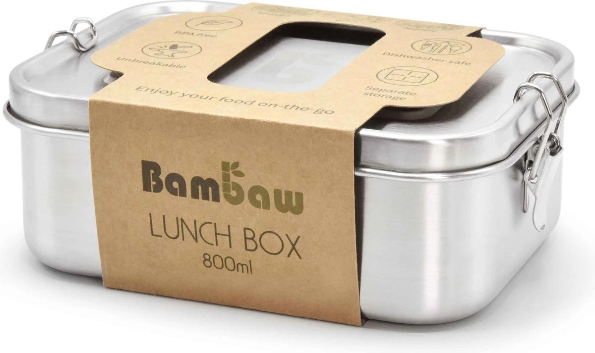 Roestvrij Staal Maaltijdbox 800 Ml| Lunch Box | Duurzaam | Beweegbare Afstandhouder | Broodtrommel Dishwasher | RVS Lunchbox Lekvrij | Stainless Steel Kleine Broodtrommel| Broodtrommel School | Bambaw 4 Roestvrij Staal Maaltijdbox 800 Ml| Lunch Box | Duurzaam | Beweegbare Afstandhouder | Broodtrommel Dishwasher | RVS Lunchbox Lekvrij | Stainless Steel Kleine Broodtrommel| Broodtrommel School | Bambaw - Afbeelding 2