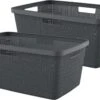 Curver Jute Wasmand 46L - 2 Stuks - Donkergrijs