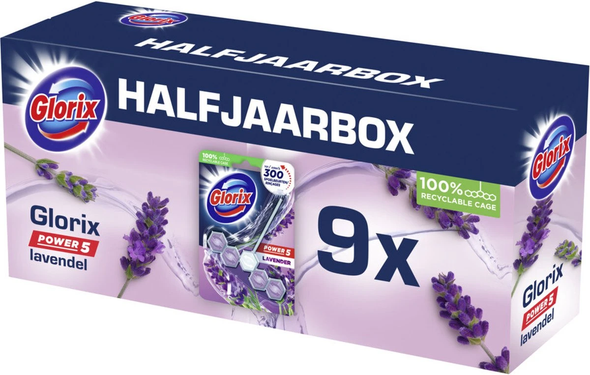 Glorix Power 5 Toiletblokken - Lavendel - 9 Stuks - Voordeelverpakking 9 Glorix Power 5 Toiletblokken - Lavendel - 9 Stuks - Voordeelverpakking - Afbeelding 7