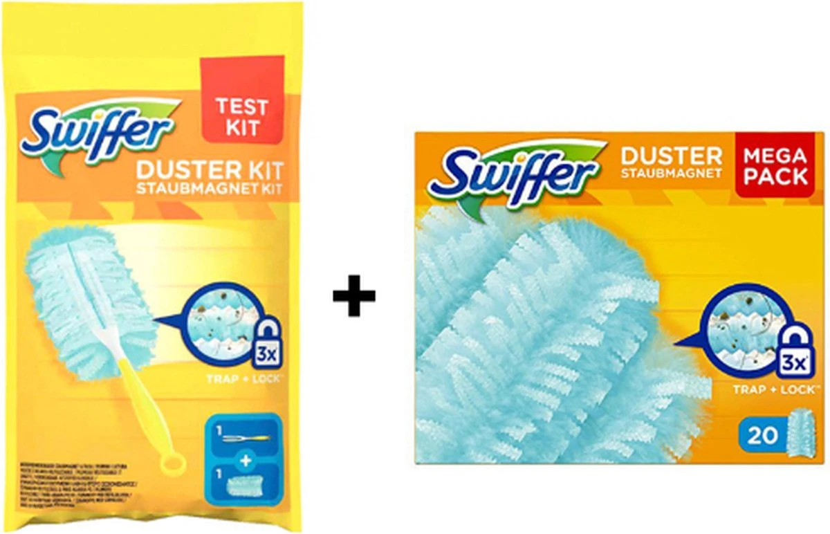 Swiffer Duster – Starters Kit – Swiffer Duster Handvat – Navullingen 20 Stuks – Swiffer Duster Navullingen Inclusief Een Swiffer Duster Handvat – Stofmagneet – Stofdoekjes 3 Swiffer Duster – Starters Kit – Swiffer Duster Handvat – Navullingen 20 Stuks – Swiffer Duster Navullingen Inclusief Een Swiffer Duster Handvat – Stofmagneet – Stofdoekjes
