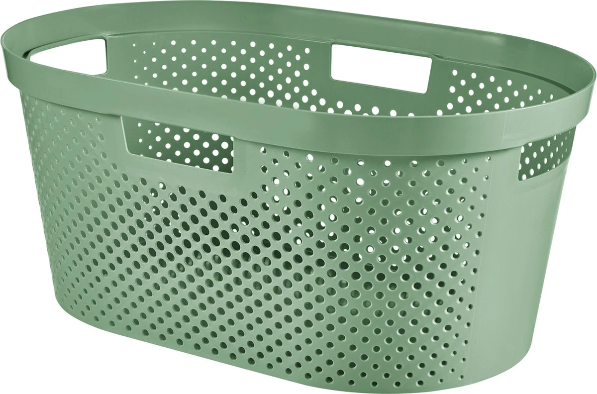 Curver Infinity Recycled Dots Wasmand - 40L - 2 Stuks - Groen 8 Curver Infinity Recycled Dots Wasmand - 40L - 2 Stuks - Groen - Afbeelding 6