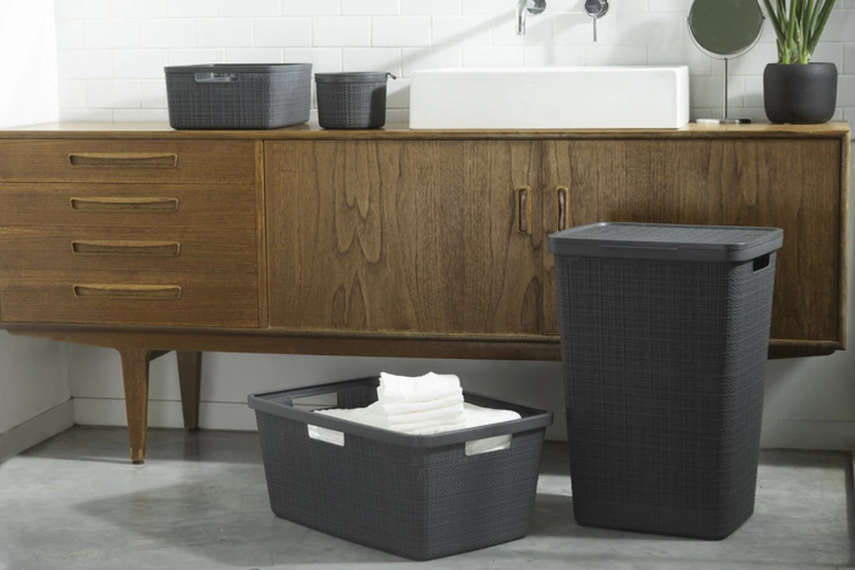 Curver Jute Wasmand 46L - 2 Stuks - Donkergrijs 5 Curver Jute Wasmand 46L - 2 Stuks - Donkergrijs - Afbeelding 3