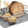 Navaris Afdruiprek Met Uitneembare Bestekhouder - Afwasrek Met Losse Lekbak - Vaatwasrek Met Plateau - Voor Bestek, Borden, Schalen En Pannen