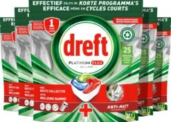 Dreft Platinum Plus All In One - Vaatwastabletten - Voordeelverpakking 5 X 25 Stuks