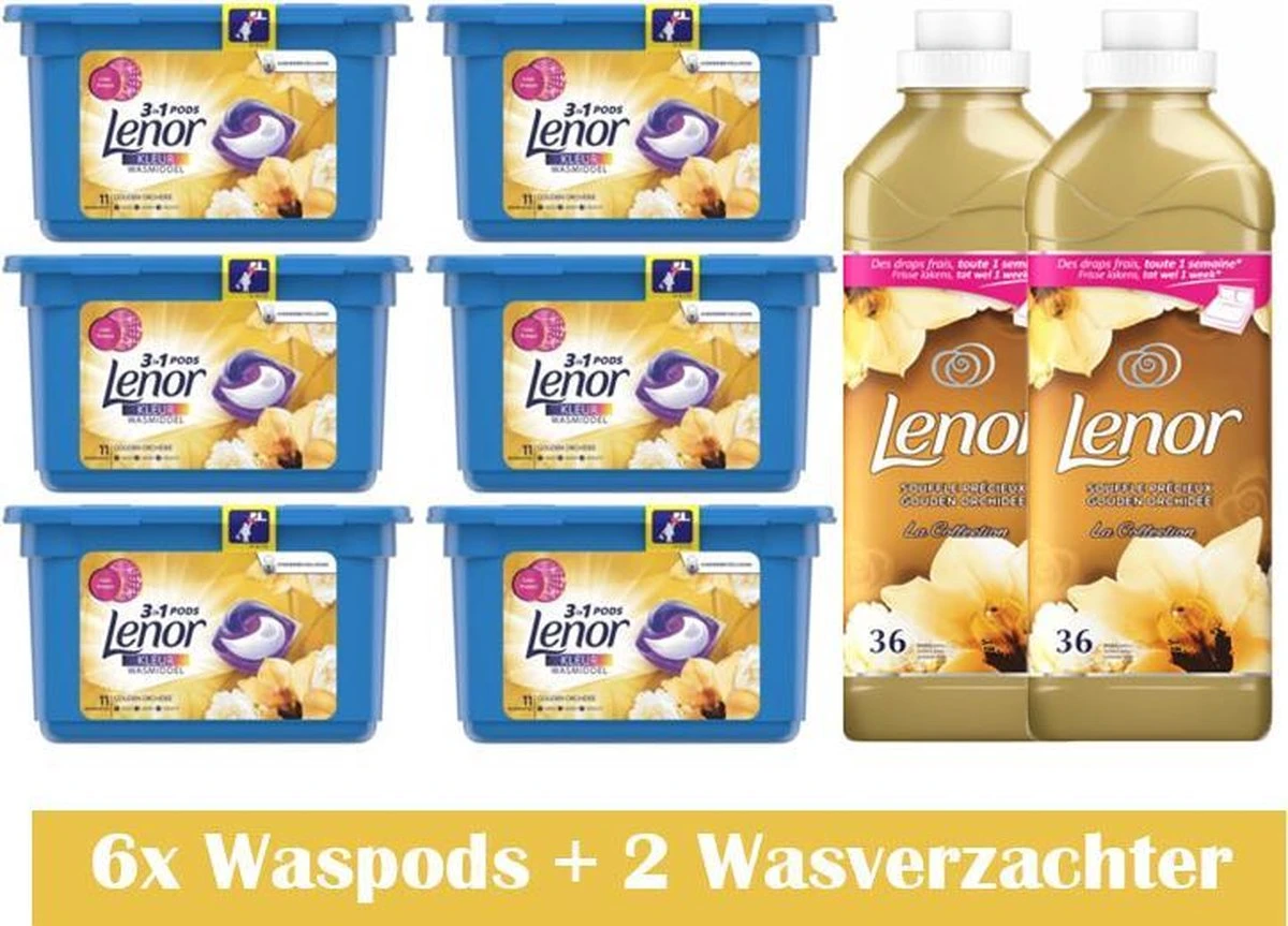 Lenor Gouden Orchidee Set 6x Waspods - 2x Wasverzachter 3 Lenor Gouden Orchidee Set 6x Waspods - 2x Wasverzachter