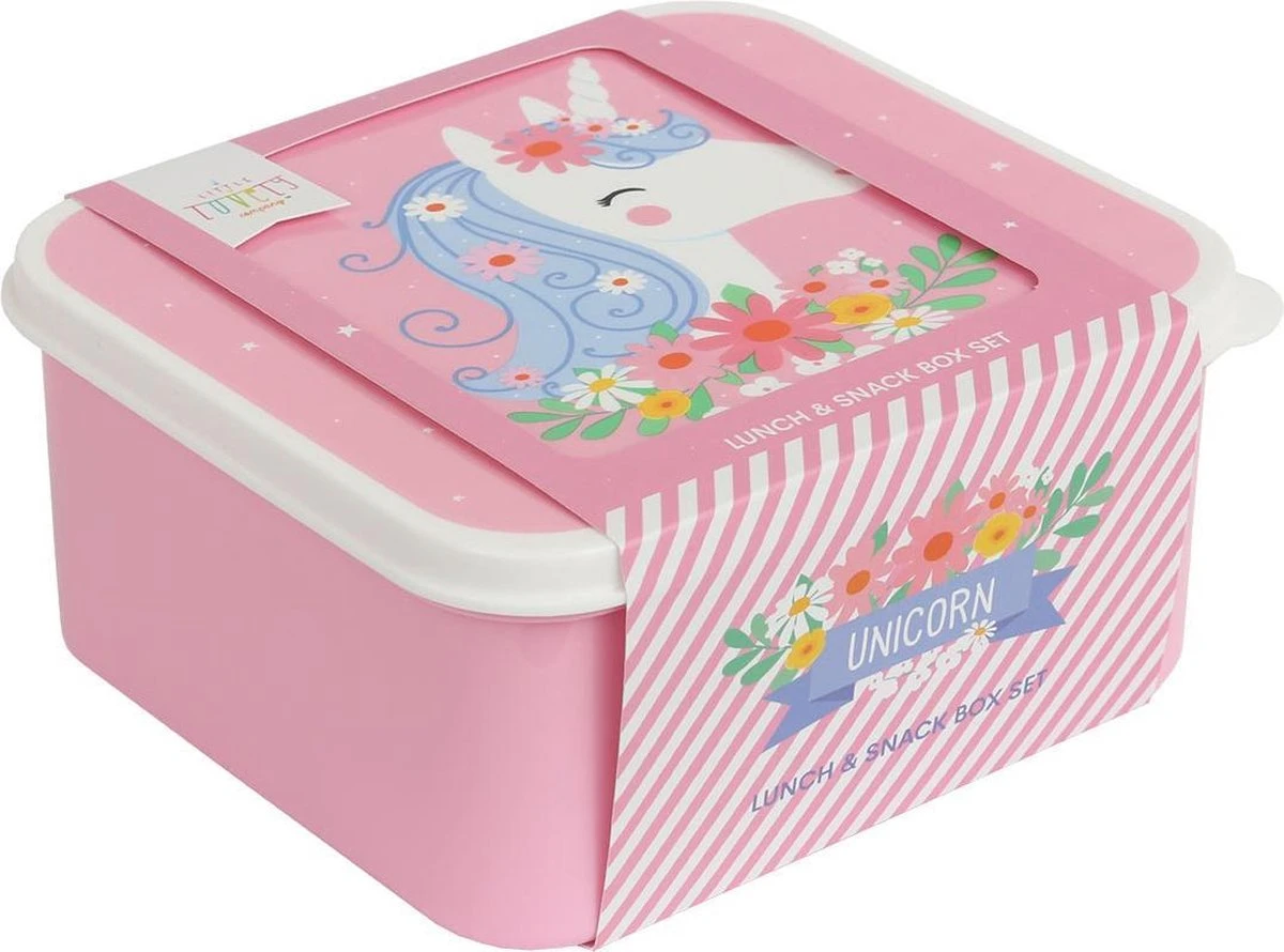 A Little Lovely Company - Brooddoos - Broodtrommel - Lunch & Snack Box Set Van 4 - Eenhoorn 5 A Little Lovely Company - Brooddoos - Broodtrommel - Lunch & Snack Box Set Van 4 - Eenhoorn - Afbeelding 3