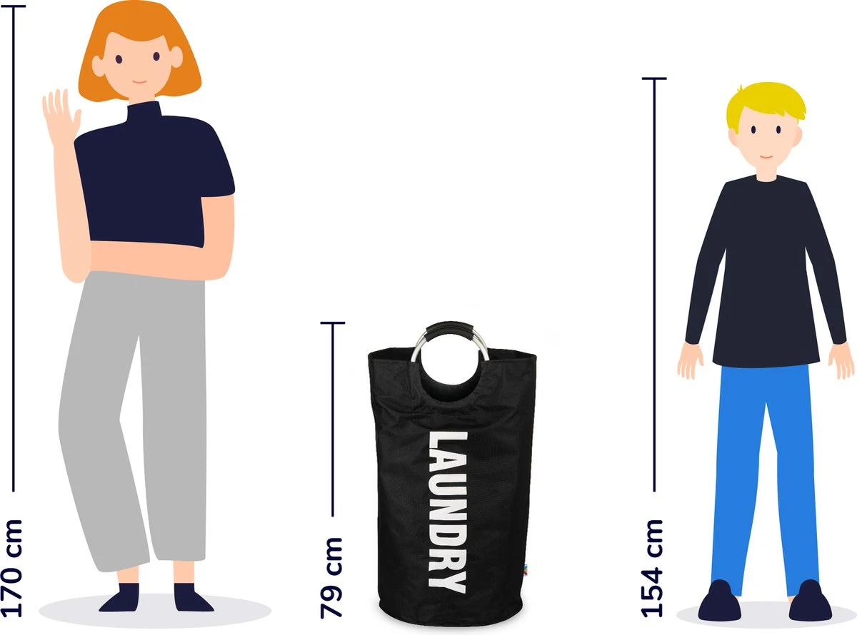 Wonair Wasmand – Waszak – Wassorteerder - Opvouwbaar – Zwart – 115L 4 Wonair Wasmand – Waszak – Wassorteerder - Opvouwbaar – Zwart – 115L - Afbeelding 2