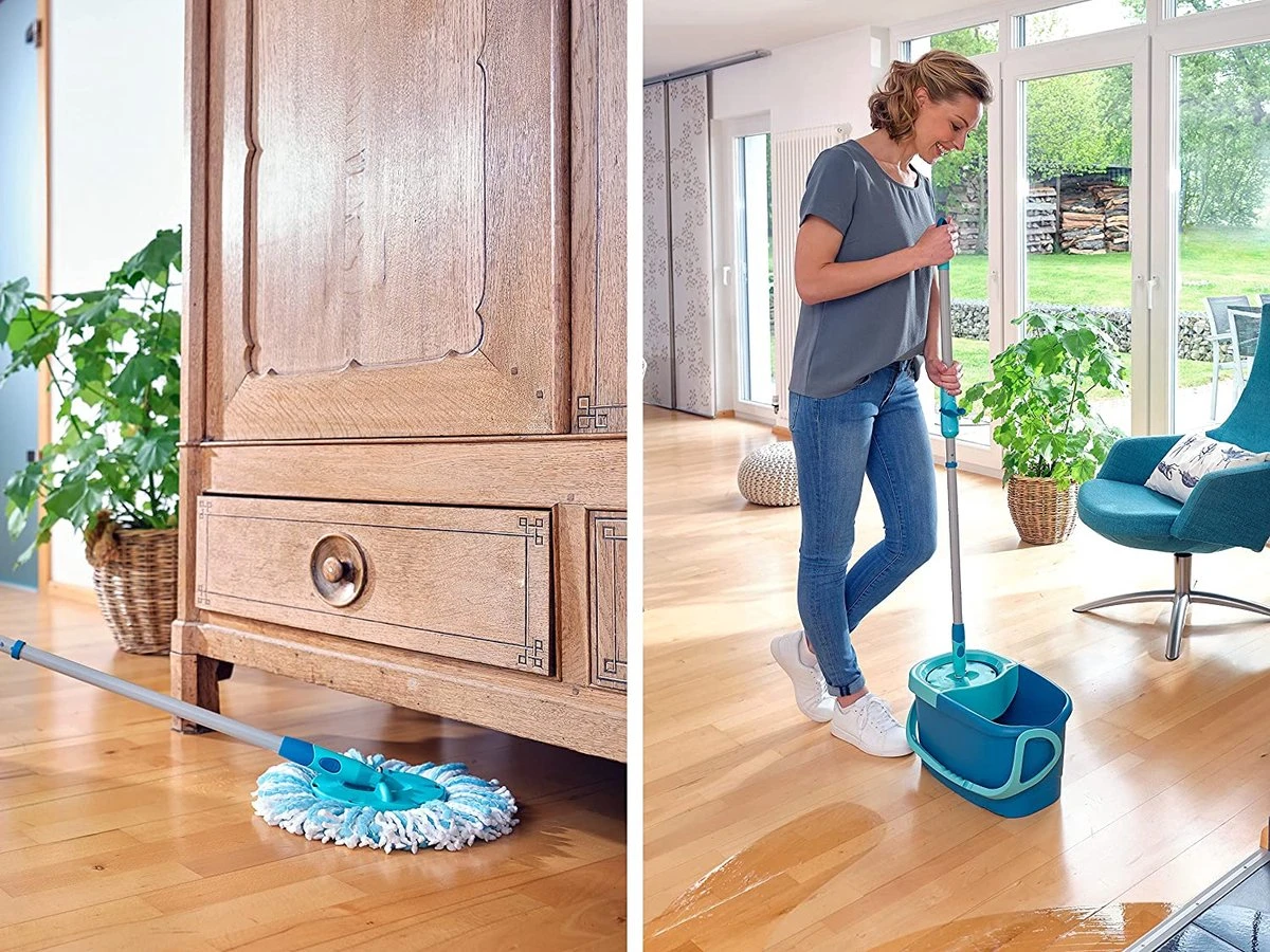 BERKATMARKT - Leifheit Set Clean Twist Disc Mop Ergo Wastafels, Emmer En Dweil, Eenvoudig Te Bedienen, Microvezel Mop En Telescoopsteel 10 BERKATMARKT - Leifheit Set Clean Twist Disc Mop Ergo Wastafels, Emmer En Dweil, Eenvoudig Te Bedienen, Microvezel Mop En Telescoopsteel - Afbeelding 8