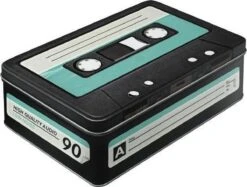 Merkloos Retro Cassette Bewaarblik 23 Cm