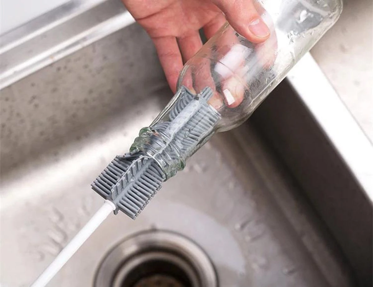 Merkloos Flessenborstel - Siliconen - Schoonmaak - Baby - Bidon - Dopper - Flessen - Reiniger - Wit - Grijs - Glazen - Borstel 4 Merkloos Flessenborstel - Siliconen - Schoonmaak - Baby - Bidon - Dopper - Flessen - Reiniger - Wit - Grijs - Glazen - Borstel - Afbeelding 2