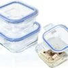 Klarstein Vierkante Glazen Box - Set Van 3 Vershoudbakjes : 800 Ml /620 Ml / 320 Ml - Met Deksel - Luchtdicht - Lekvrij