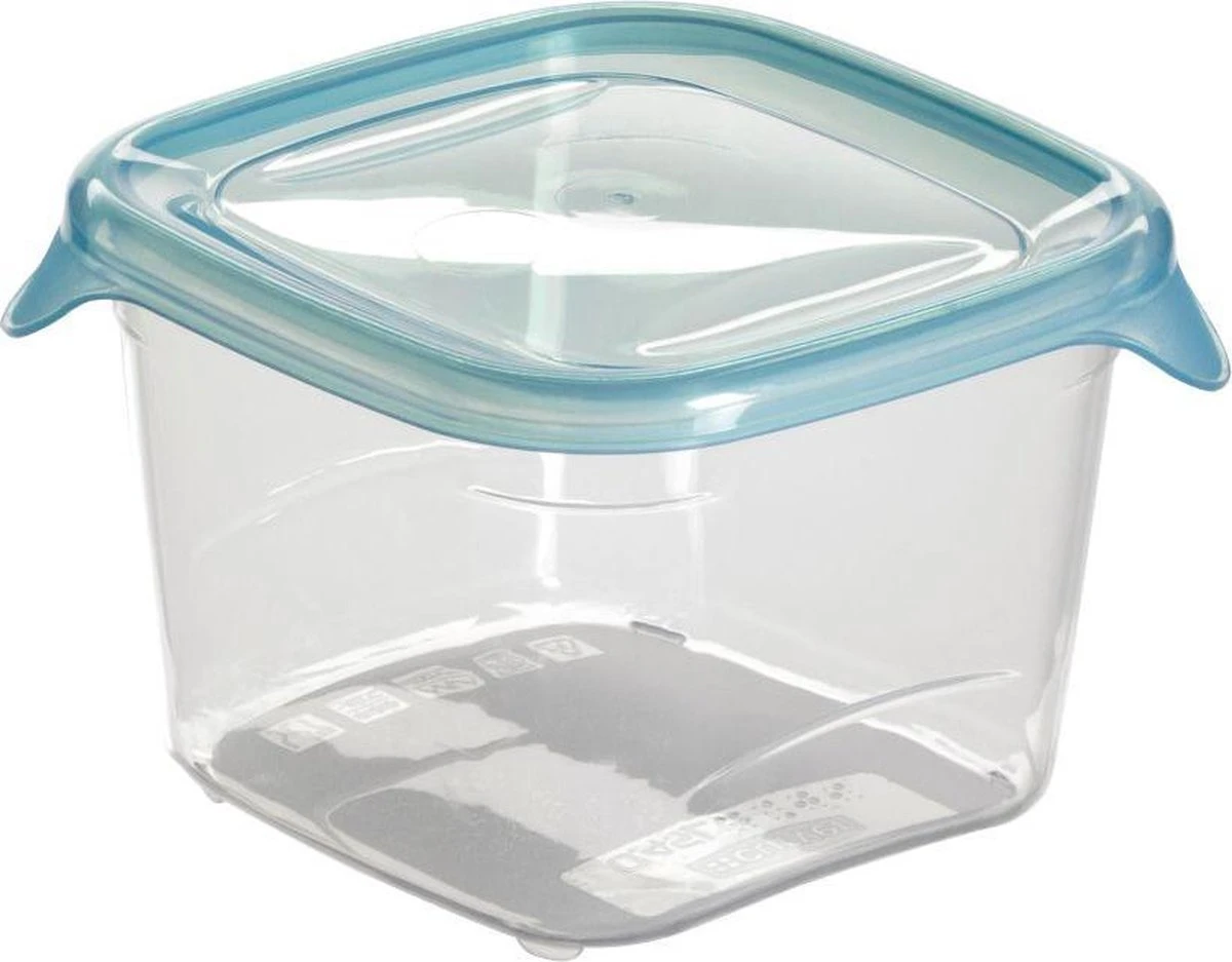 Curver Fresh & Go Vershoudbakjes Met Deksel - Vierkant - 3x0,45L - 3 Stuks - Transparant/Blauw 4 Curver Fresh & Go Vershoudbakjes Met Deksel - Vierkant - 3x0,45L - 3 Stuks - Transparant/Blauw - Afbeelding 2