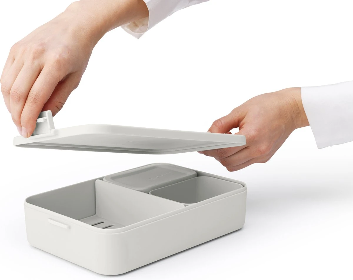 Brabantia Make & Take Bento Lunchbox Incl Bentobox - Large - Kunststof - Light Grey 18 Brabantia Make & Take Bento Lunchbox Incl Bentobox - Large - Kunststof - Light Grey - Afbeelding 16