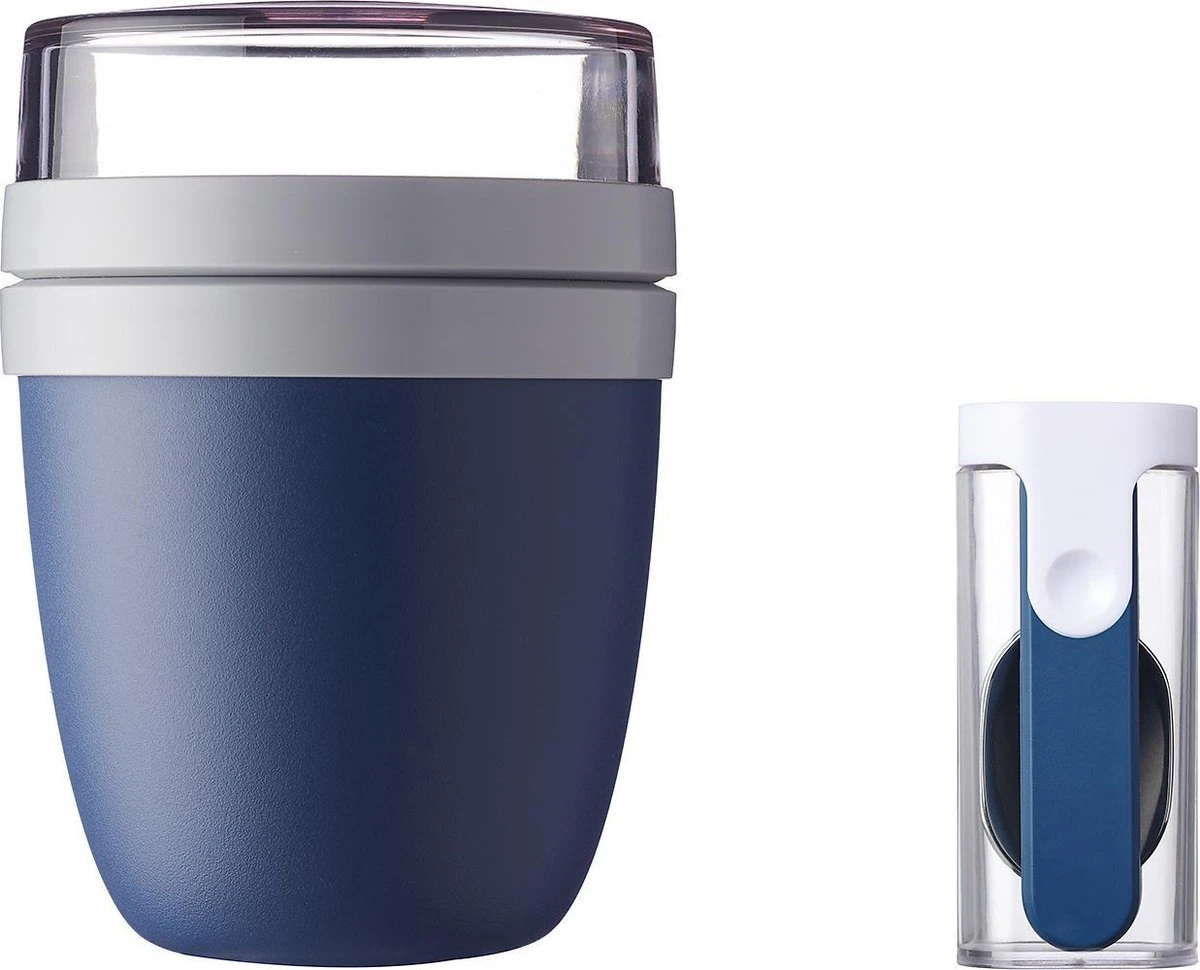 Mepal - Lunchpot + Vouwlepel Ellipse - Nordic Denim - Yoghurtbeker Met Lepel - Muesli Beker To Go - Geschikt Voor Vriezer, Magnetron En Vaatwasser. 3 Mepal - Lunchpot + Vouwlepel Ellipse - Nordic Denim - Yoghurtbeker Met Lepel - Muesli Beker To Go - Geschikt Voor Vriezer, Magnetron En Vaatwasser.