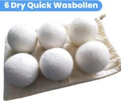 DRYQUICK Drogerballen- Wasbollen- Duurzaam Schapenwol - Herbruikbaar- 6 XL Wasballen Wit -Winkel Voor Dagelijkse Benodigdheden 1200x997 1