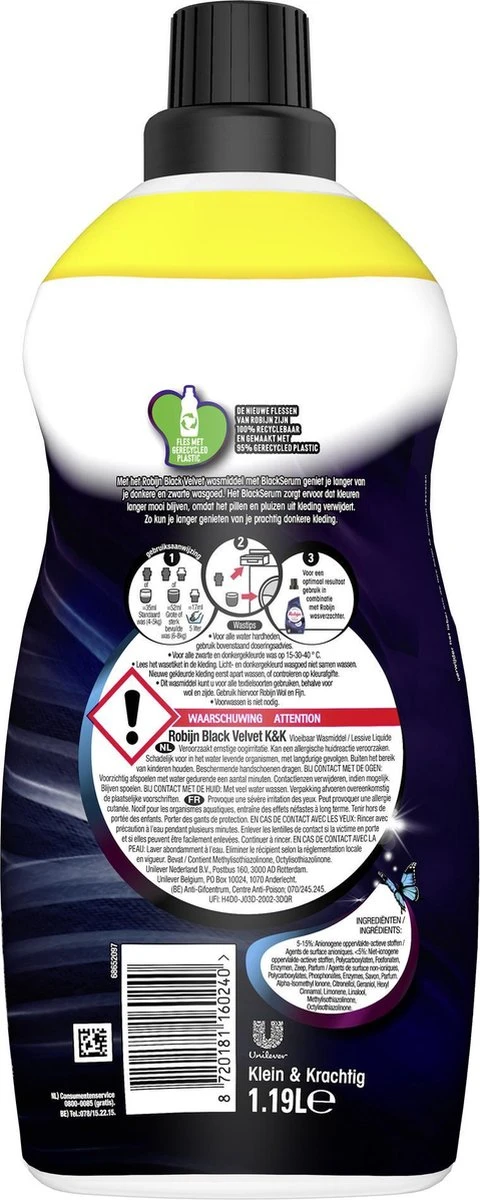 Robijn Klein & Krachtig Classics Black Velvet Vloeibaar Wasmiddel - 2 X 34 Wasbeurten - Voordeelverpakking 5 Robijn Klein & Krachtig Classics Black Velvet Vloeibaar Wasmiddel - 2 X 34 Wasbeurten - Voordeelverpakking - Afbeelding 3