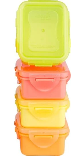 Lock&Lock (mini) Vershoudbakjes Set Met Deksel - Snackdoosjes - Snackbox - Set Van 4 Stuks - Kinderen - Lekvrij - BPA Vrij - Klein - 180 Ml - Multicolor