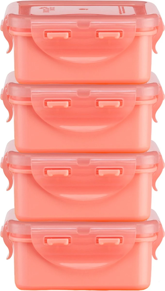 Lock&Lock (mini) Vershoudbakjes Set Met Deksel - Snackdoosjes - Snackbox - Babyvoeding Bewaarbakjes - Set Van 4 Stuks - Roze - 180 Ml - Kinderen En Volwassenen - Lekvrij - BPA Vrij 4 Lock&Lock (mini) Vershoudbakjes Set Met Deksel - Snackdoosjes - Snackbox - Babyvoeding Bewaarbakjes - Set Van 4 Stuks - Roze - 180 Ml - Kinderen En Volwassenen - Lekvrij - BPA Vrij - Afbeelding 2