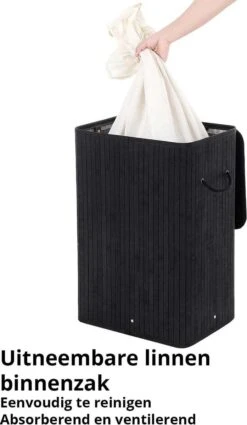 Wasmand Met Deksel 60 L - Bamboe - Zwart 19 Wasmand Met Deksel 60 L - Bamboe - Zwart -Winkel Voor Dagelijkse Benodigdheden 697x1200 1