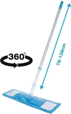 Benson Vloerwisser Met Steel - Aluminium Dweilstok - 78 Tot 138 Cm Verstelbaar - Vloer Mop - Badkamer En Douche