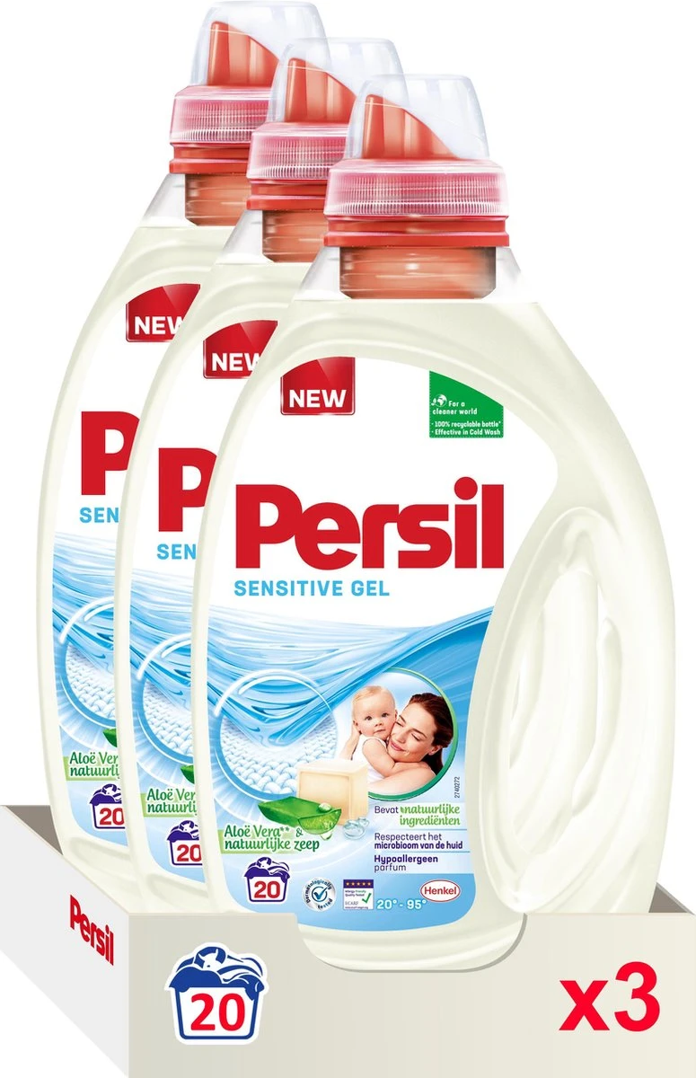 Persil® Persil Gel Sensitive - Vloeibaar Wasmiddel - Gevoelige Huid En Baby - Voordeelverpakking - 3 X 20 Wasbeurten 5 Persil® Persil Gel Sensitive - Vloeibaar Wasmiddel - Gevoelige Huid En Baby - Voordeelverpakking - 3 X 20 Wasbeurten - Afbeelding 3