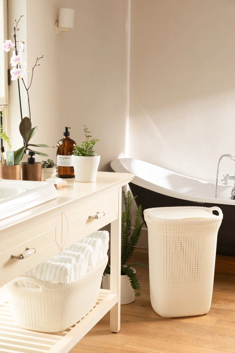 Curver Knit Wasmand Met Deksel 57L + Wasmand 40L - Gebroken Wit 7 Curver Knit Wasmand Met Deksel 57L + Wasmand 40L - Gebroken Wit - Afbeelding 5