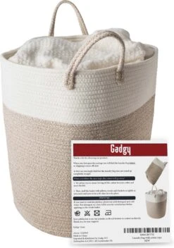 Gadgy Wasmand Katoen - Opbergmand 52 Ltr - Mand Rond Met Handvaten - Wasbox Opvouwbaar - Speelgoedmand -Winkel Voor Dagelijkse Benodigdheden 842x1200 4
