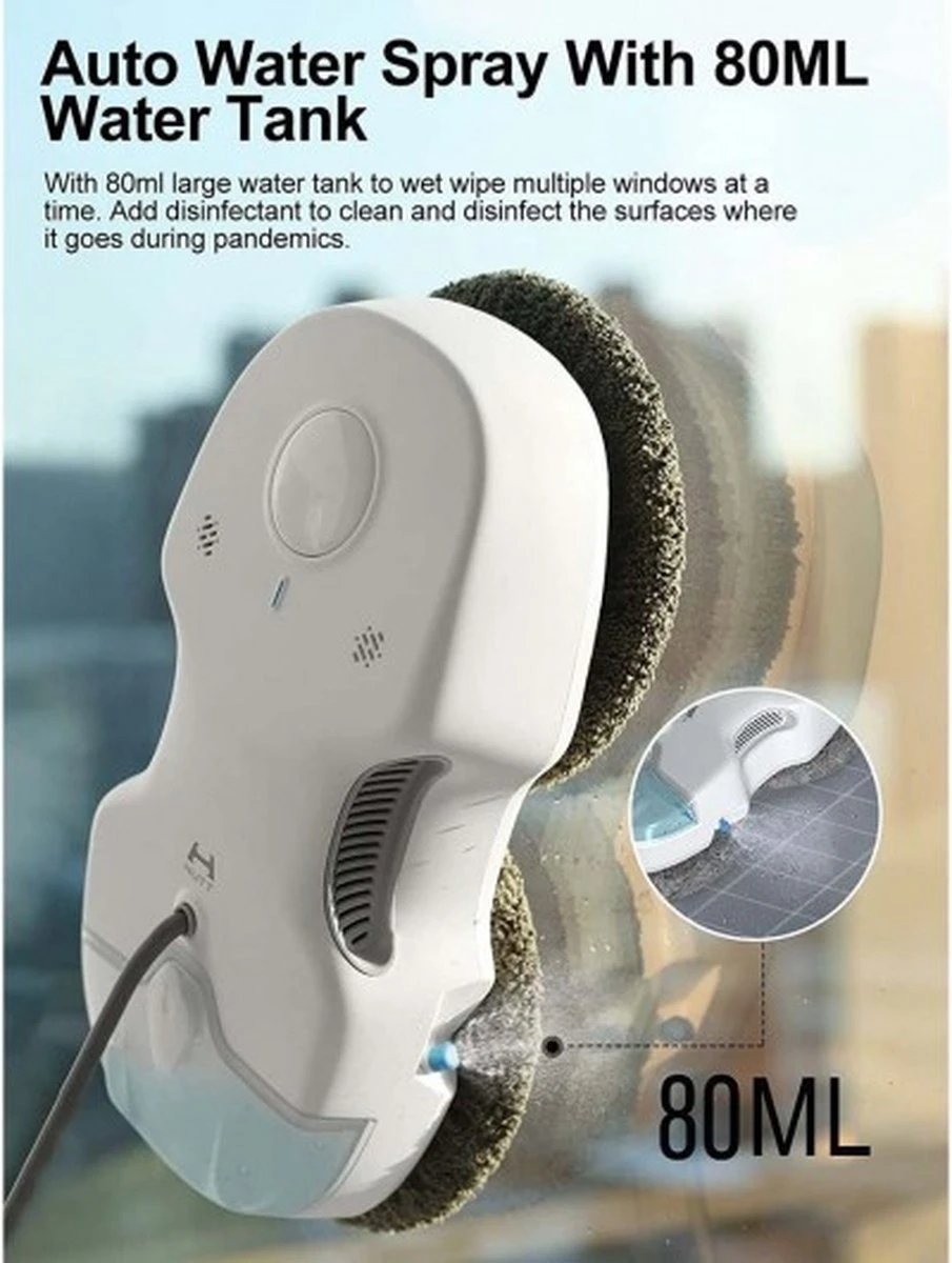 Hutt C6 Robot Ramen Reiniger Met Afstandsbediening - Ramen Wassen - Automatisch - Afstandsbediening - Anti Val - Wit 4 Hutt C6 Robot Ramen Reiniger Met Afstandsbediening - Ramen Wassen - Automatisch - Afstandsbediening - Anti Val - Wit - Afbeelding 2