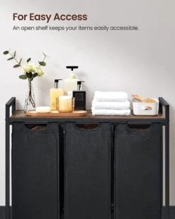 Merkloos Soph & Tess Wasmand 3 Vakken – Wassorteerder Met Uitschuifbare Waszakken - Bruin En Zwart -Winkel Voor Dagelijkse Benodigdheden 960x1200 15