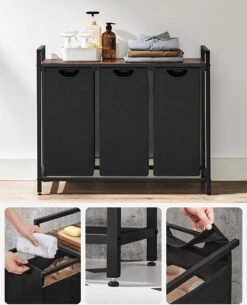 Wasmand, Wasverzamelaar, 3 Vakken, Met Legbord, Wassorteerbak, Waszak Uitschuifbaar En Uitneembaar, Per Waszak 38 Liter, Voor Badkamer, Wasruimte, Vintage Bruin-zwart 17 Wasmand, Wasverzamelaar, 3 Vakken, Met Legbord, Wassorteerbak, Waszak Uitschuifbaar En Uitneembaar, Per Waszak 38 Liter, Voor Badkamer, Wasruimte, Vintage Bruin-zwart -Winkel Voor Dagelijkse Benodigdheden 972x1200 3