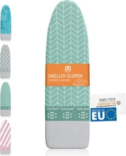 Buntes Brett ® Strijkplankhoes Voor Stoomstrijkijzer (maat L) | Universeel Tot Max. 140x50 Cm | Strijkplankhoes Om Snel En Gemakkelijk Te Strijken | Made In EU | Geschikt Voor Stoomstrijkstation | Mint