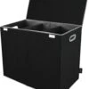 MIRI Wasmand – 3 Vakken Met Deksel – Wassorteerder – Zwart – 120 Liter – Wasbox – Opvouwbaar – Organizer Kleding – Laundry Basket
