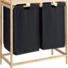 ACAZA Wasmand Met 2 Uitschuifbare Waszakken - Wassorteerder - 44 Liter - Bamboe - 73.5x64.5x33 Cm - Zwart -Winkel Voor Dagelijkse Benodigdheden 981x1200 6
