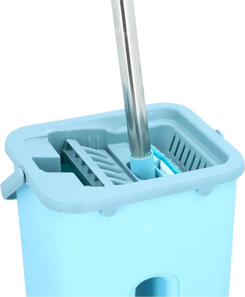 Alpina Platte Mop Met Emmer - Incl. 2 Microvezeldoeken - Voor Harde Vloeren - 360° Draaibaar 11 Alpina Platte Mop Met Emmer - Incl. 2 Microvezeldoeken - Voor Harde Vloeren - 360° Draaibaar - Afbeelding 9