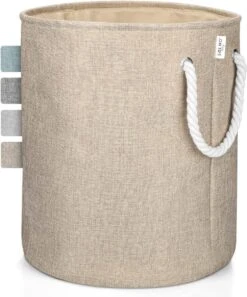 Sølmo I Wasmand Met Koordgreep 54L Voor Kinderen Of Badkamer, Wasmand Kinderkamer, Stoffen Canvas Wasbak, Mand Opbergen (Beige)